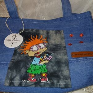 Blue Denim Cartoon Tote Bag